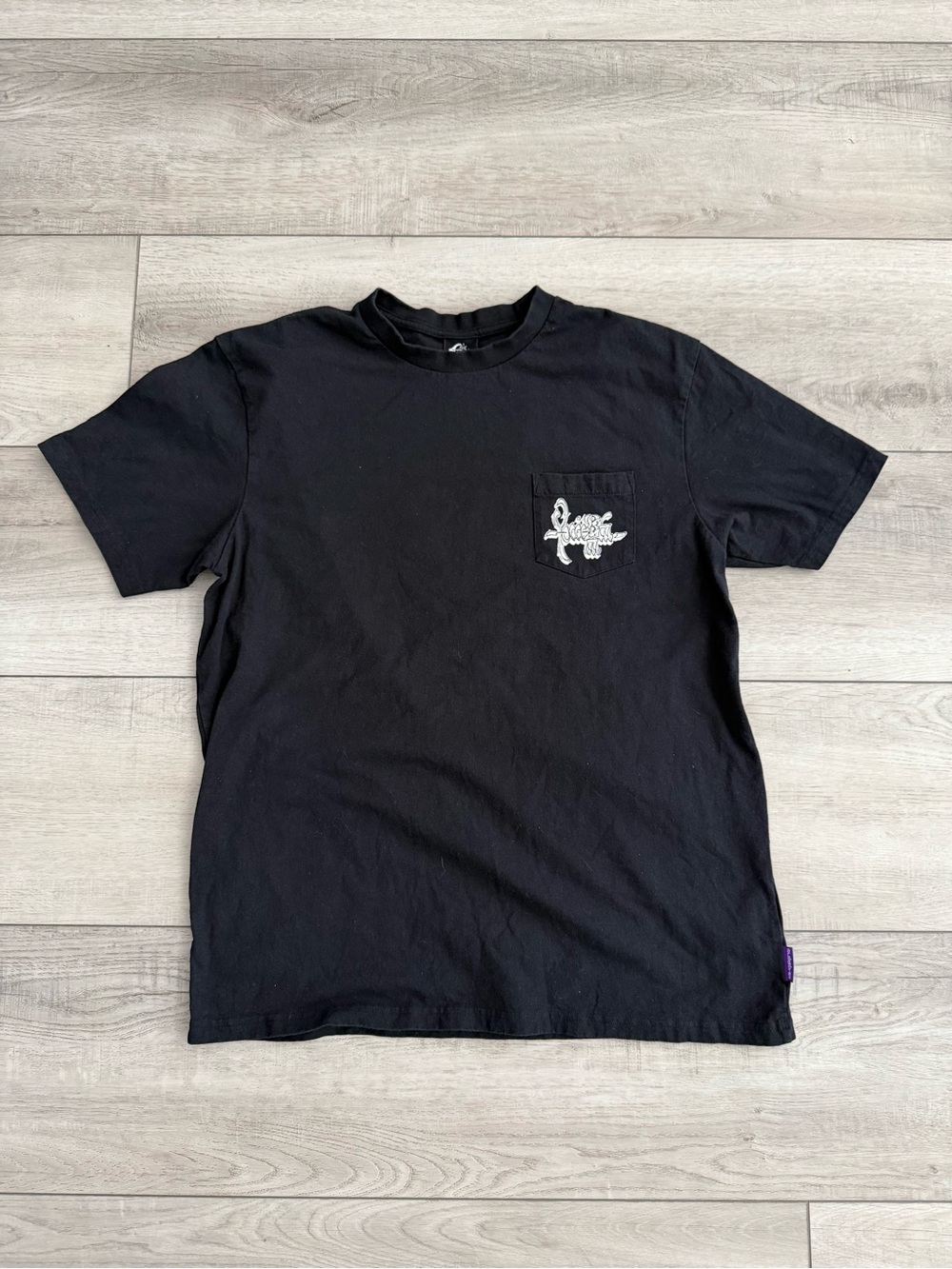 Quiksilver Black Short Sleeve Pocket Tee with White Graphic